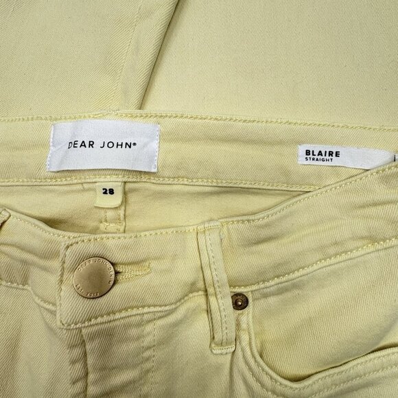 Dear John Blaire Straight Yellow Sunlight Jeans Raw Hem Women’s 28 SUMMER - Picture 4 of 7